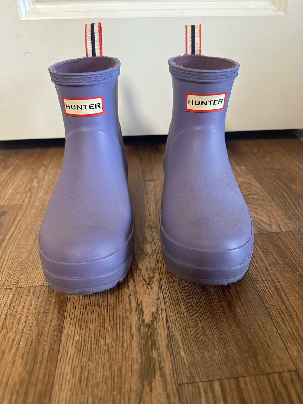 Hunter Lavender Short Rain Boots with Pull Tabs